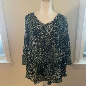 Ninety Patterned Green Blouse size medium